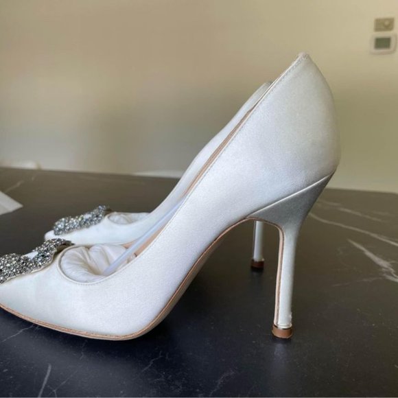 Manolo Blahnik Heels pumps shoes wedding satin Size 38 - Picture 6 of 10